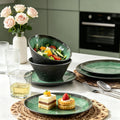 Melamine Dinnerware Sets for 4, 12 Pcs Plates and Bowls set, Green
