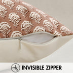 MIULEE Floral Print Decorative Pillow Covers 20x20, Almond