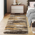 Soft Runner Rugs for Bedroom Hallways, 2x4 Abstract Brown Fluffy Shag Throw by Ailyei
