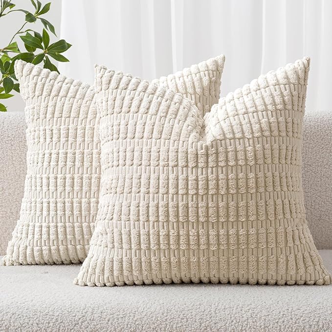 MIULEE Pack of 2 Corduroy Decorative Throw Pillow Covers 20x20 Inch Soft Boho by MIULEE