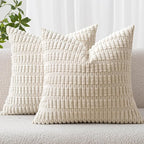 MIULEE Pack of 2 Corduroy Decorative Throw Pillow Covers 16x16 Inch Soft Boho by MIULEE