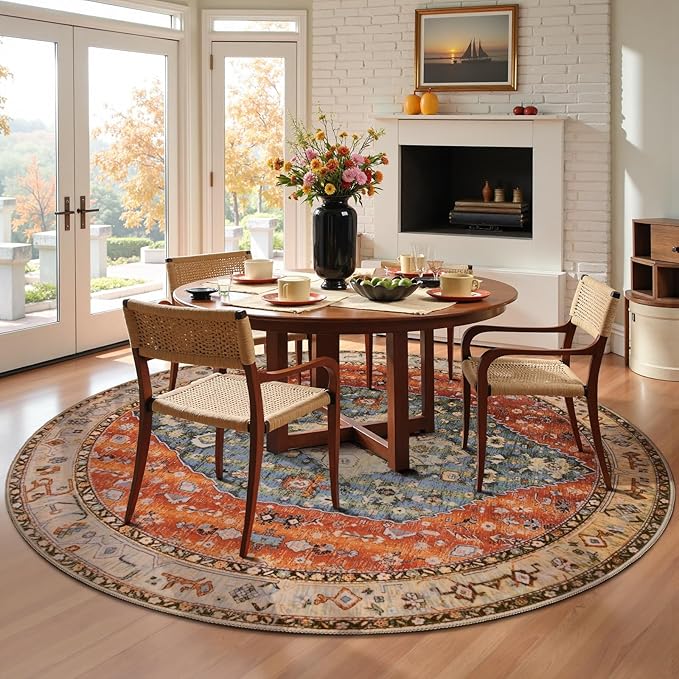 SERISSA Boho Round Area Rug, 6ft Washable Non-Slip Circle Rug, Ultra Soft - Image 2