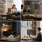 LED Desk Lamp for Home Office with Base, 28.2" Adjustable Gooseneck Swing Arm Bright Desk Light, Dimmable Architect Table Lamp for Desktop Computer Light, Reading, Study, Workbench（Pink）