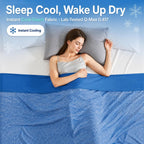 Cooling Blanket Queen Size for Hot Sleepers, Q-Max >0.4, 90 x 90 Inch, Blue