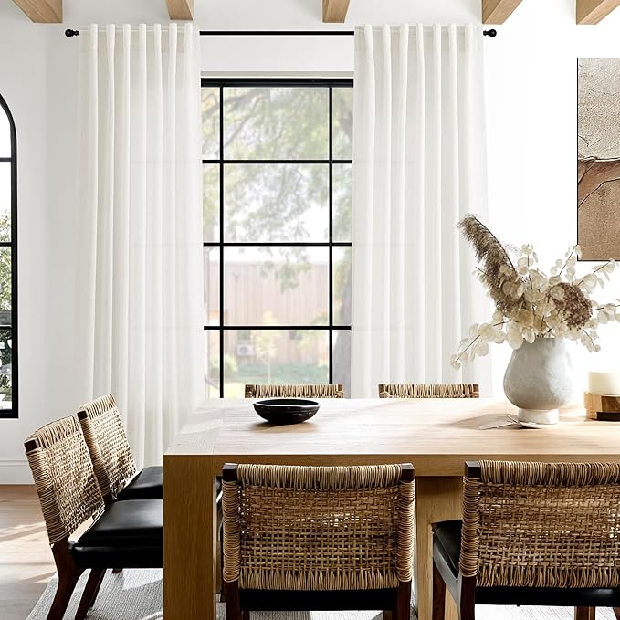 Nanspring Neutral Linen Curtains 63 Inch Length - Image 7