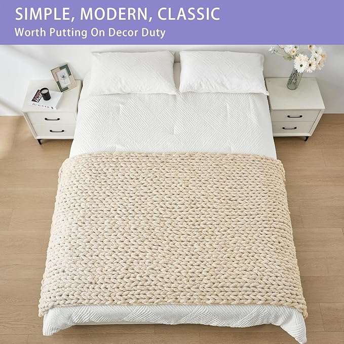 Bigacogo Chunky Knit Throw Blanket - Image 3