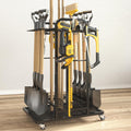 Garden Tool Organizer with Lockable Wheels, Heavy Duty 3-Tier Yard Tower Tool Rack for Garage, Holds Up to 35 Long-Handled Tools, Garden Tool Cart with 12 Hooks for Tool Organization Storage