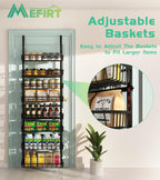 Mefirt Over The Door Pantry Organizer, Wall Mount Spice Rack 8-Tier Black