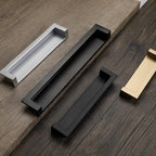 Recessed Handles, Inset Hidden Pull, Flush Handles (2, Silver, 4.35in)