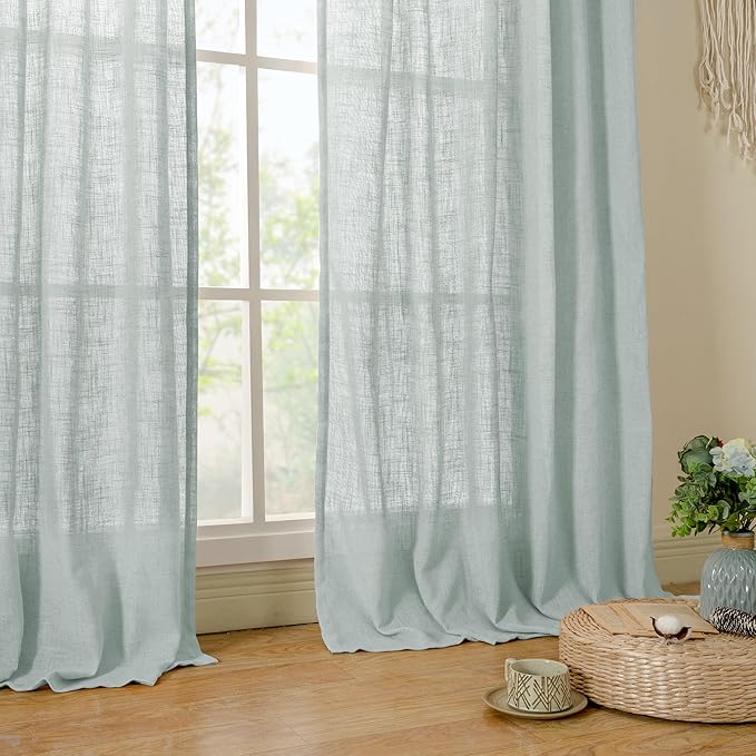 LAMIT Faux Linen Curtains 63 inches Long - Image 9