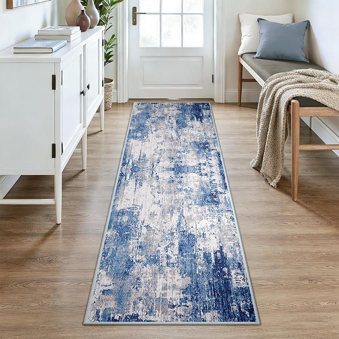 Washable Area Rugs 2'6''x8 Non-Slip Modern Abstract Soft - Image 8