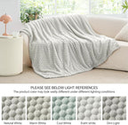 BEDELITE Fleece Blanket Twin for Bed Couch, 3D Jacquard Decorative Light Grey - Image 7