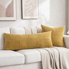 Fancy Homi 2 Packs Mustard Yellow Decorative Throw Pillow Covers 20x20 Inch - Image 6