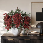 Artificial Flowers 35 Inch Artificial Nandina Berry Stem 3 Pcs Faux Flowers for Vase Realistic Sedum Spray for DIY Bouquet, Shower, Farmhouse, Mantel, Home Decor(Burgundy)