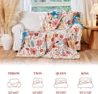 MSGKV Boho Throw Blanket for Couch 100% Cotton Floral Blanket 50"x60" Sofa Bed - Image 6