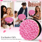 47 Pieces Forever Flower Round Shape in a Box Preserved Pink Roses for Delivery Grade A Quality 100% Real Immortal Flowers Eternal Birthday for Her Mom Women Wife Girlfriends（Pink）