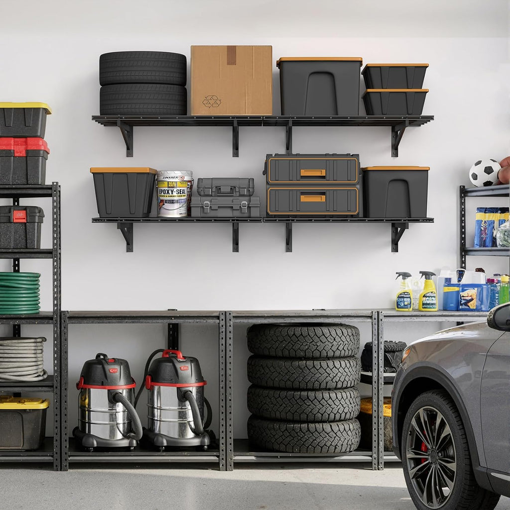 4 Pack Wall Mounted Garage Shelving, 2x3ft, 1400lbs Integrated Grid
