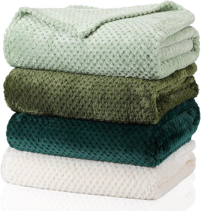 Newwiee 4 Pcs Flanne Fleece Throw Blanket by Newwiee