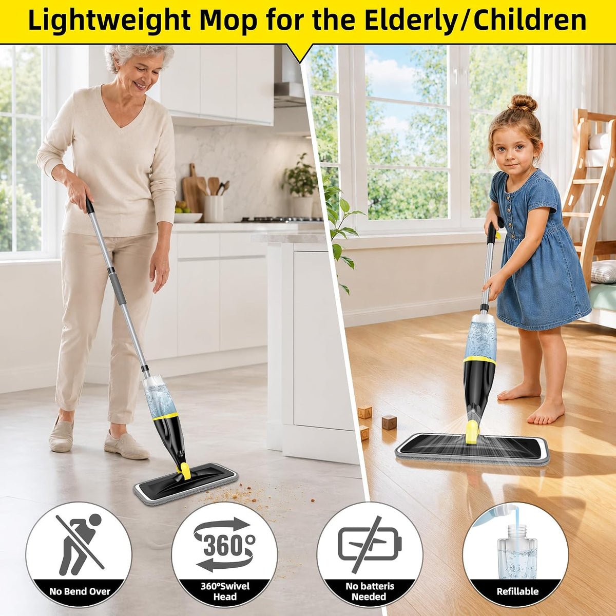 Hardwood Floor Mops for Floors Cleaning: Spray Mops Wet Dust Mop Refillable