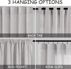 Grey Linen Curtains 102 Inches Long 2 Panels Set - Image 3