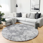 ONASAR Tie-Dyed Light Grey Round Area Rugs 6ft, Ultra Soft Bedroom Circle Rug - Image 4