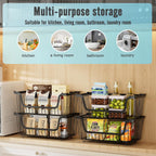 4 Pcs Stackable Wire Baskets Pantry Organizers and Storage Bins,Black