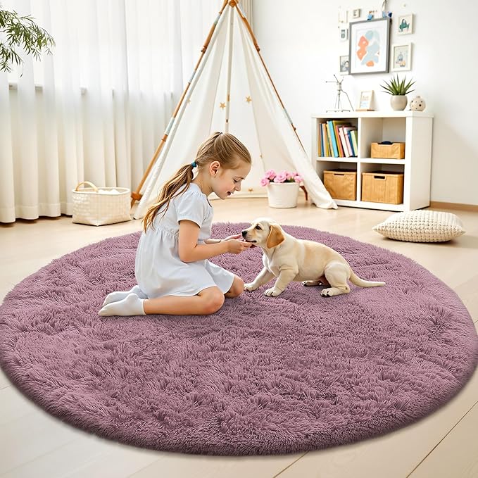 OLANLY Blush Round Rugs for Bedroom - Image 3