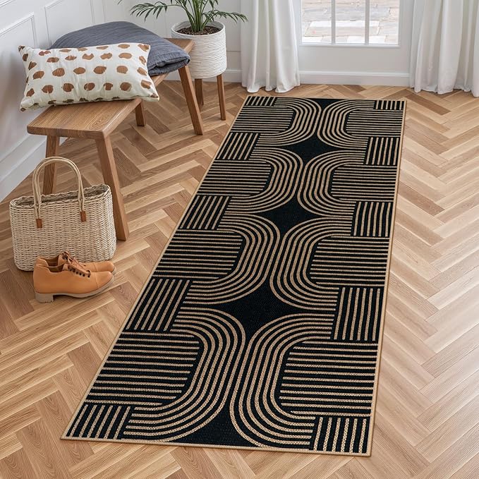 Lahome Modern Geometric Runner Rug, 2x6 Laundry Room Rug Runners by Lahome