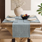 ZeeMart Artisanal Grid Decorative Linen Placemats Set of 6, Chambray