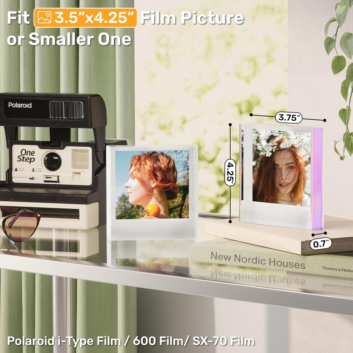 WINKINE Polaroid Frame - Acrylic Picture Frame for Polaroid i-Type/600/SX-70 Film, 4.2'' x 3.5'' Photo Display Instax Film Display for Countertop, Tabletop