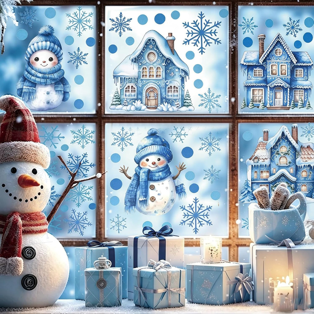 24 Sheets Halloween Thanksgiving Christmas Winter Window Clings Decals Ghost Pumpkin Turkey Santa Claus Snowman Stickers Decor for Indoor Holiday Party Decorations Favors School Home Store Glass Door