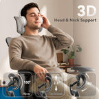 GABRYLLY Ergonomic Office Chair with Adjustable Lumbar Support, 3D Armrests & Headrest, 135° Reclining Chair with Footrest & Large Steel Base,300LBS Swivel Desk Chair(GYMN01-AM)