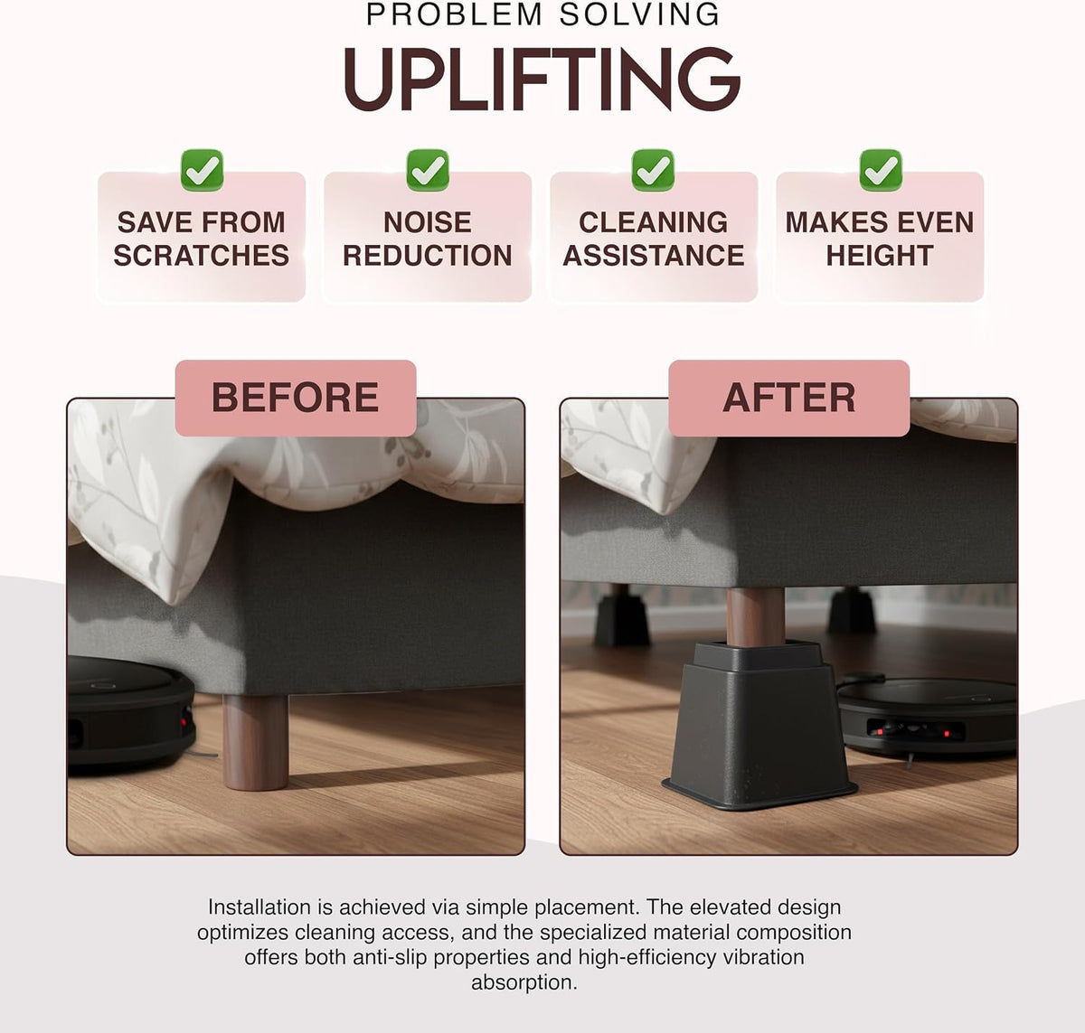 Utopia Bedding Heavy Duty Bed Risers, 3, 5, 8 Inch, Pack of 4, Black