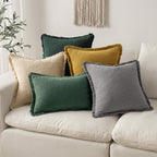 MIULEE Decorative Throw Pillow Covers Neutral Linen Fringe Throw Pillows Set of - Image 6