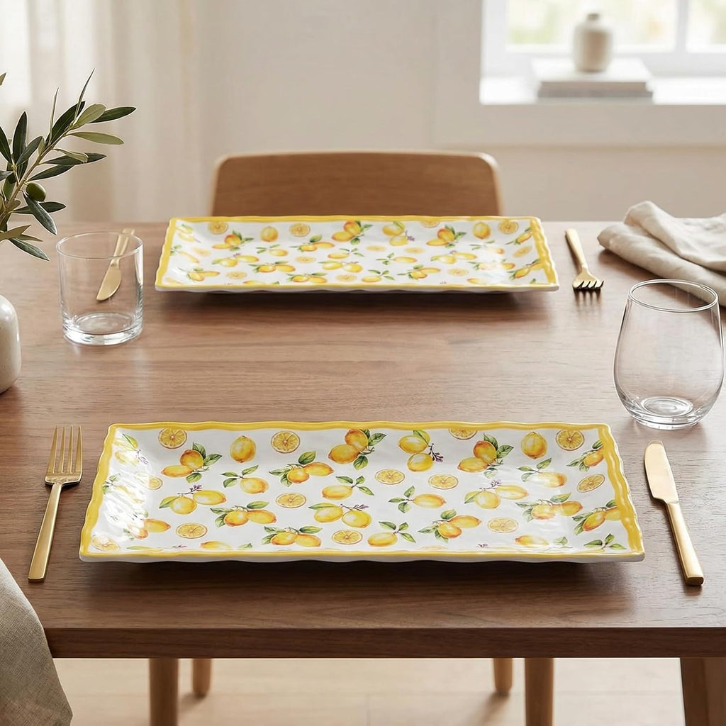 Melamine Serving Platters 14.5 in Serving Trays for Party Lemon