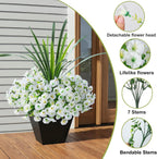 Ivydale Artificial Morning Glory Flowers for Outdoors, 13Pcs Fake Flowers with Orchid Leaves, Faux Floral Decoration for Patio, Front Door, UV Resistant & Silk Floral (NO Pot)