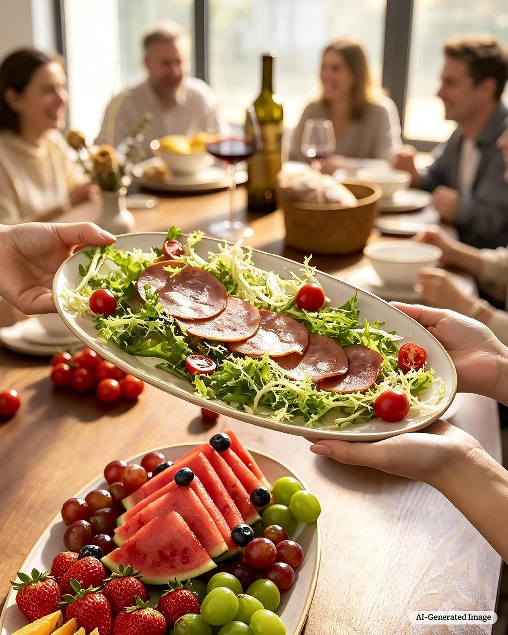 famiware Serving Platters Set of 3 Sizes - Oval, Cappuccino White