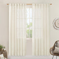 LAMIT Natural Linen Semi Sheer Curtains 80 Inch Length, Light Filtering Neutral by LAMIT