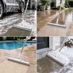 Floor Squeegee Broom, 62" Long Handle with 2 Washable Microfiber Pads