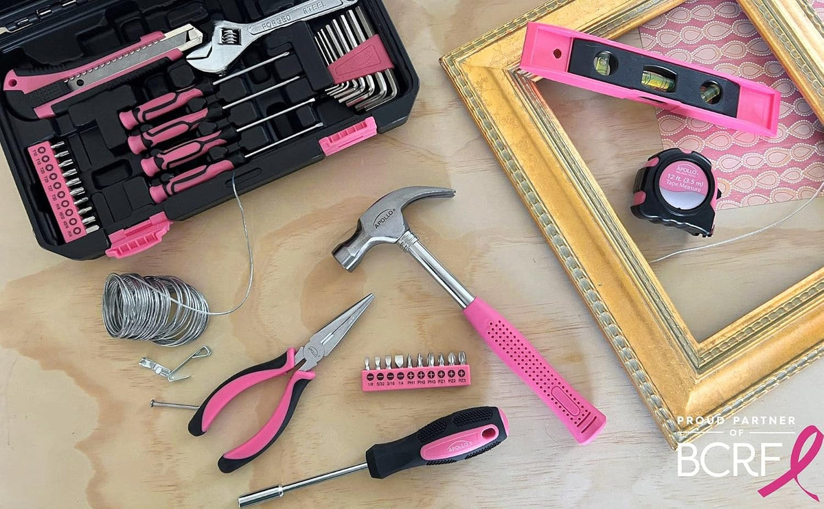 Apollo Tools 39 Piece General Household Tool Set, Pink DT9711P