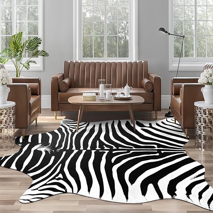 AROGAN Premium Faux Zebra Hide Rug 6.2 x 7 Feet, Sturdy and Large Size Zebra - Image 4