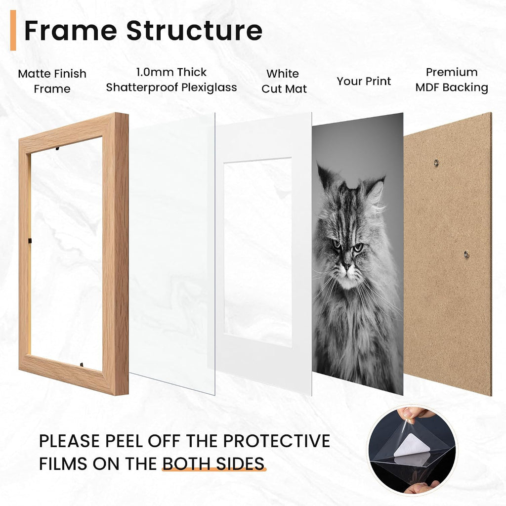 Venusmiles 15 Pack Picture Frames Collage Wall Decor, Gallery Frame Set for Wall Mounting or Tabletop Display, Multi Sizes Including 3pcs 8x10, 6pcs 5x7, 6pcs 4x6, Oak