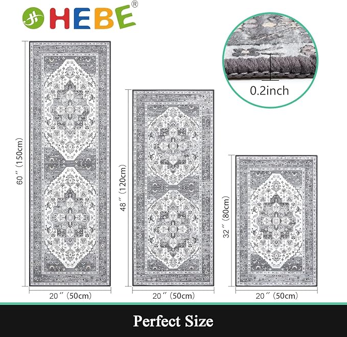 HEBE Boho Kitchen Rug Sets 3 Piece - Image 2