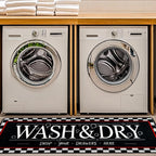 Laundry Room Rug Runner 20"X49" Non Slip TPRback Laundry Rugs for Laundry Decor Bordered Design Washable Runner Rugs for Kitchen Floor Laundry Room Bathroom Hallway Entryway Area Rugs-Black Plaid