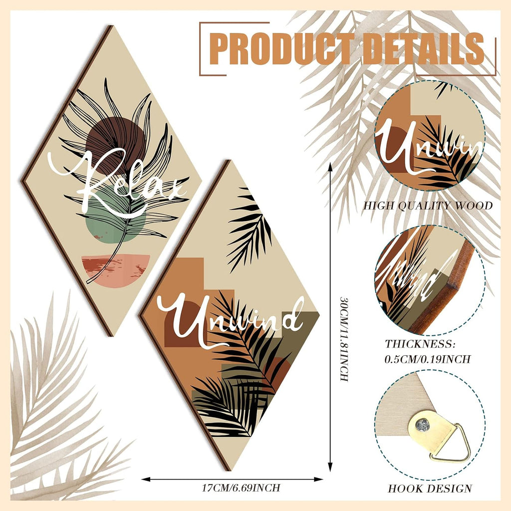 FairySandy 4 Pcs Boho Bathroom Wall Decor 11.8 x 6.7 In Boho Bathroom Decor