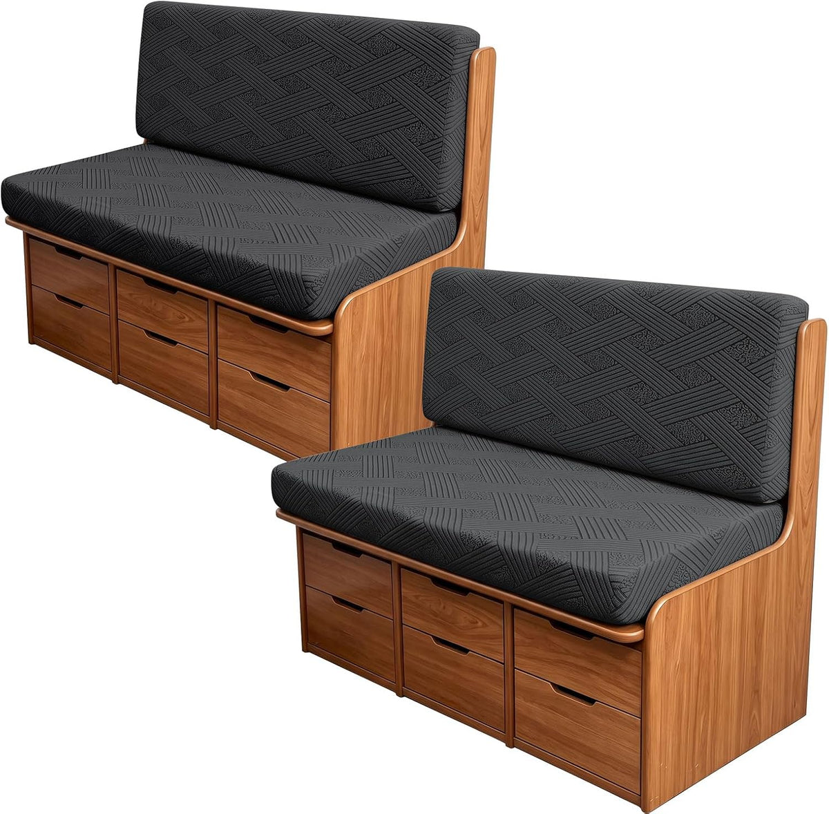 4PCS RV Dinette Cushion Covers, Premium 3D Jacquard Stretch Camper Cusion Covers, Breathable & Washable RV Booth Covers for Travel Trailer, Motorhome