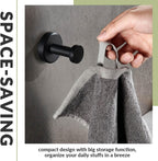 APLusee Matte Black Towel Hook for Bathroom Home Storage, Wall Mounted