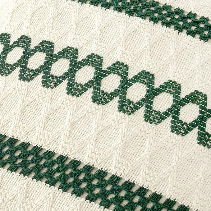 MIULEE Set of 2 Dark Green Boho Christmas Decorative Lumbar Pillow Covers 12x20 - Image 4