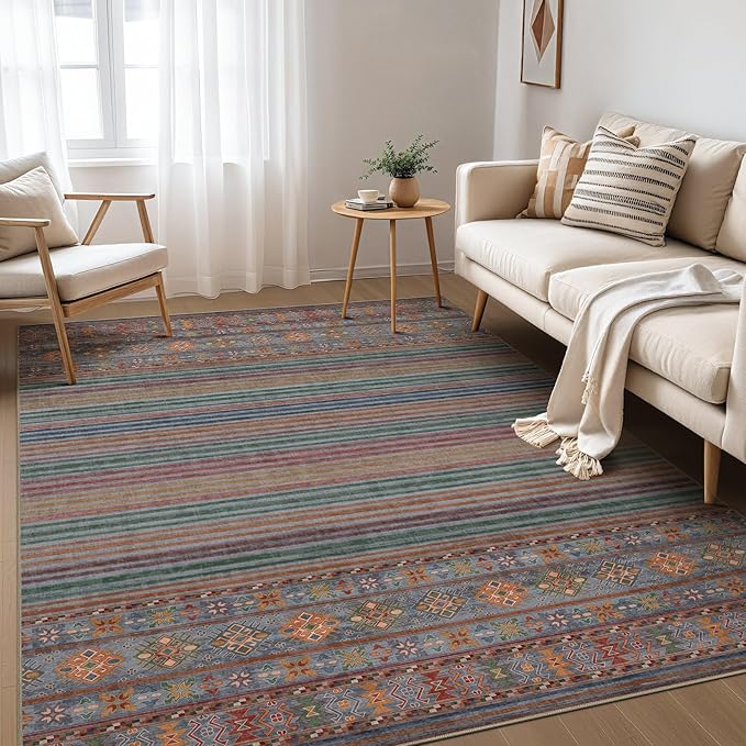 Nakagishi 6X9 Area Rugs Living Room: Washable Large Vintage Rug Neutral by NakagishiAreaRug