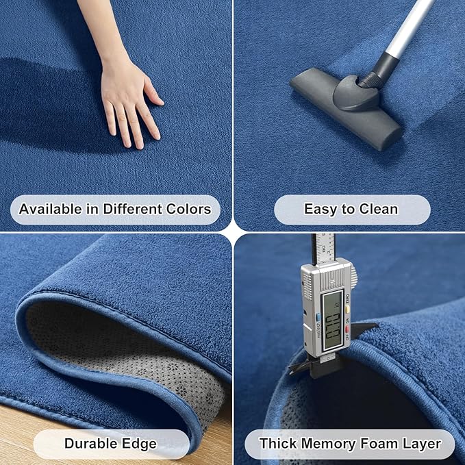 Amearea Blue Round Area Rugs 4ft Washable Circle Rugs - Image 5